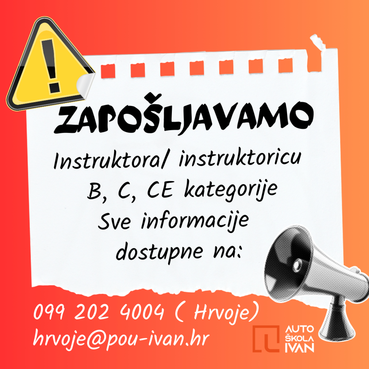 ZAPOŠLJAVAMO !!!