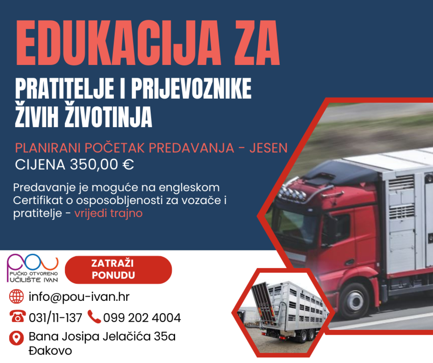 Krećemo s novim krugom upisa kandidata za pratitelje i prijevoznike živih životinja